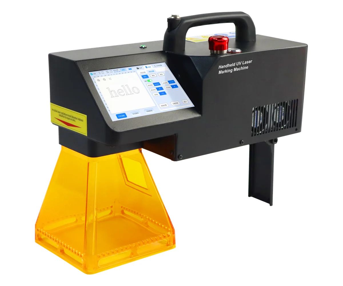 skyfirelaser handheld UV laser marking machine with touchscreen, carry handle and orange marking cover